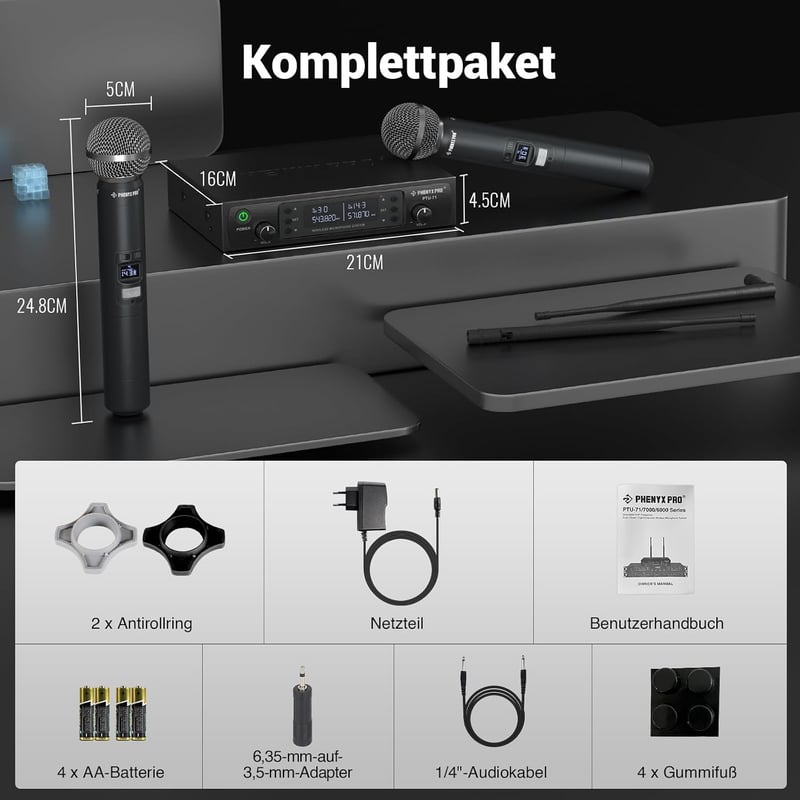 Phenyx Pro PTU-71A Wireless Mikrofon Rendszer 2x UHF Karaoke Egyházi