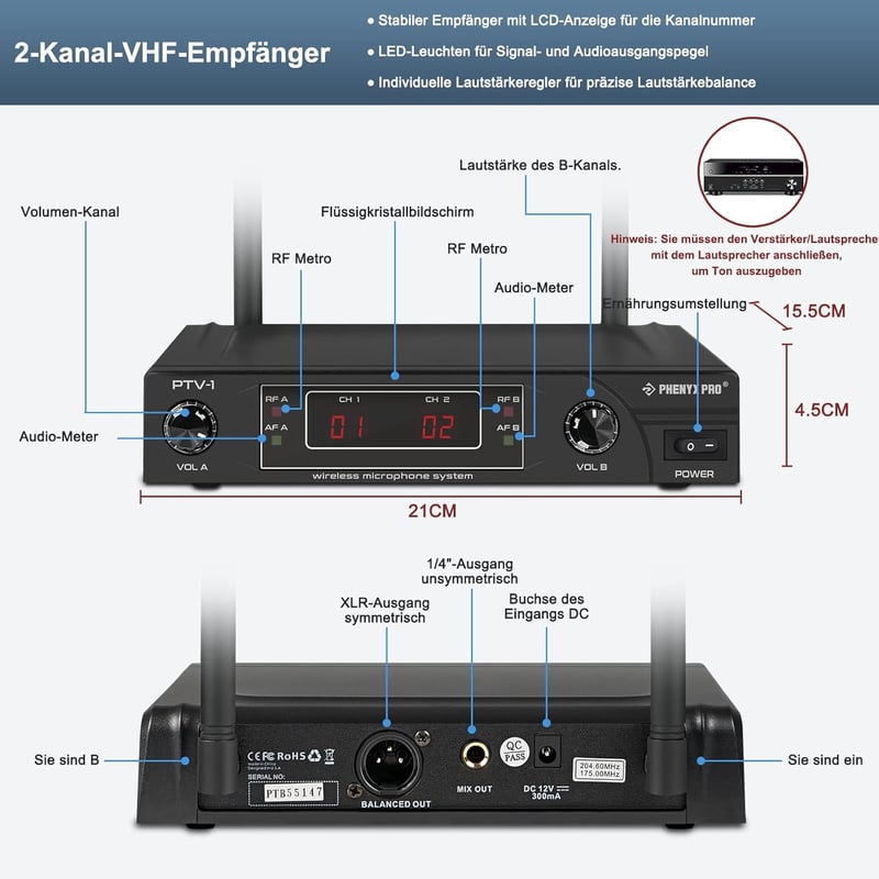 Phenyx Pro VHF Vezeték nélküli Mikrofon Szett - Kézi + Fejpánt + Gallér + Testcsatorna