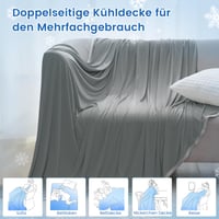 Chladiaca prikrývka PHF 220x240 cm, obojstranná samochladiaca deka Arc-Chill Q-Max 0.5, pohlcujúca pot a priedušná, antracitovo sivý prehoz na posteľ, deka na pohovku, cestovná deka 4