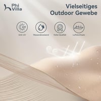 PHI VILLA Téglalap Alakú Kerti Napernyő 200x380 cm, Kurbellel, UV Védelemmel, Szélálló, Bézs 5