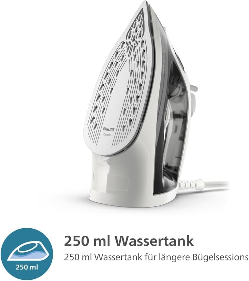 Philips 2000 Series gőzvasaló 2000W, 25g/min gőztermelés, kerámia talp, szürke