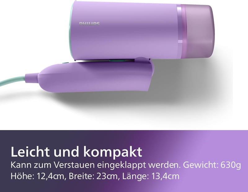 Philips 3000 hordozható gőzölő 1000W kompakt összecsukható lila