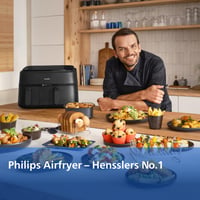 Friteuză cu aer cald Philips Seria 3000 cu coș dublu NA350/03 – 9 L, Negru 3