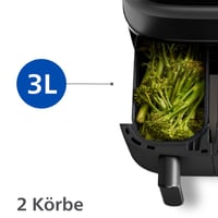 Friteuză cu aer cald Philips Seria 3000 cu coș dublu NA350/03 – 9 L, Negru 4