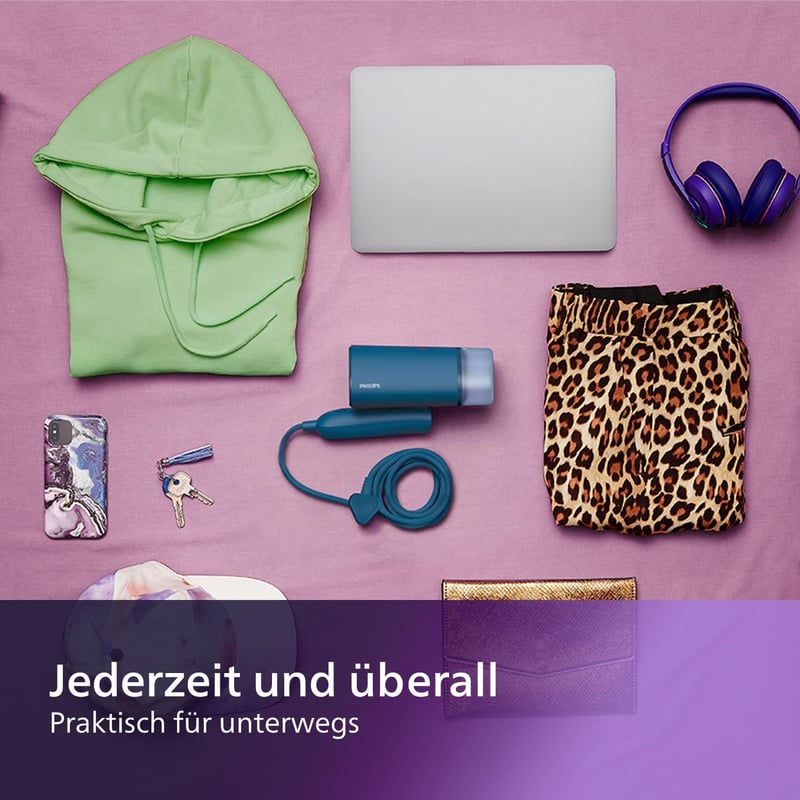 Philips 3000 Series hordozható gőzölő 1000W, kompakt és összecsukható, 100ml tartály