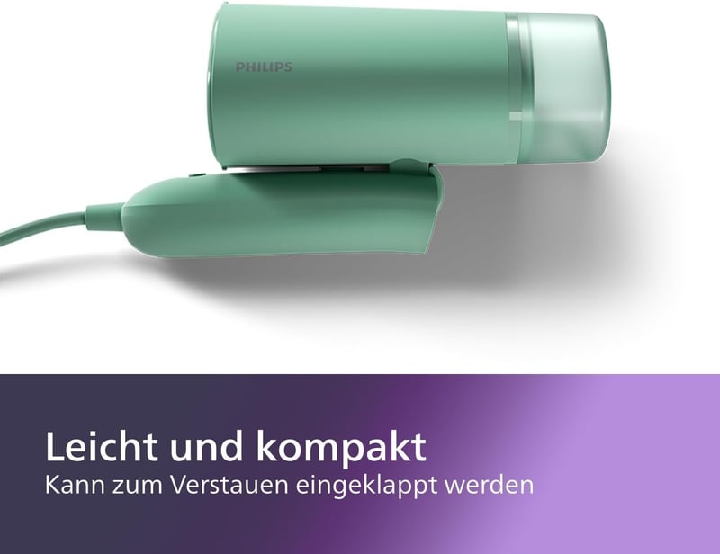 Philips 3000 Series hordozható gőzölő 1000W, kompakt összecsukható, 100ml tartály, 20g/perc gőz