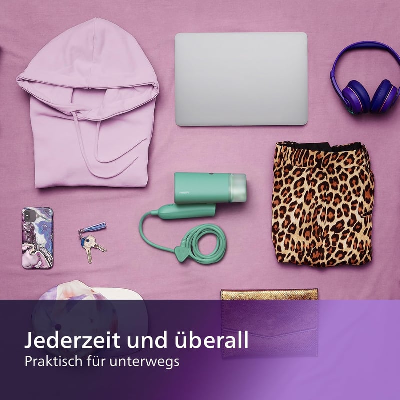 Philips 3000 Series hordozható gőzölő 1000W, kompakt összecsukható, 100ml tartály, 20g/perc gőz