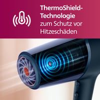 Sušič na vlasy Philips 5000 Series BHD510/20 s technológiou ThermoShield, ionizáciou, difuzérom na objem, 9 mm a 11 mm stylingovými nadstavcami, 2300 W, metalická modrá 2