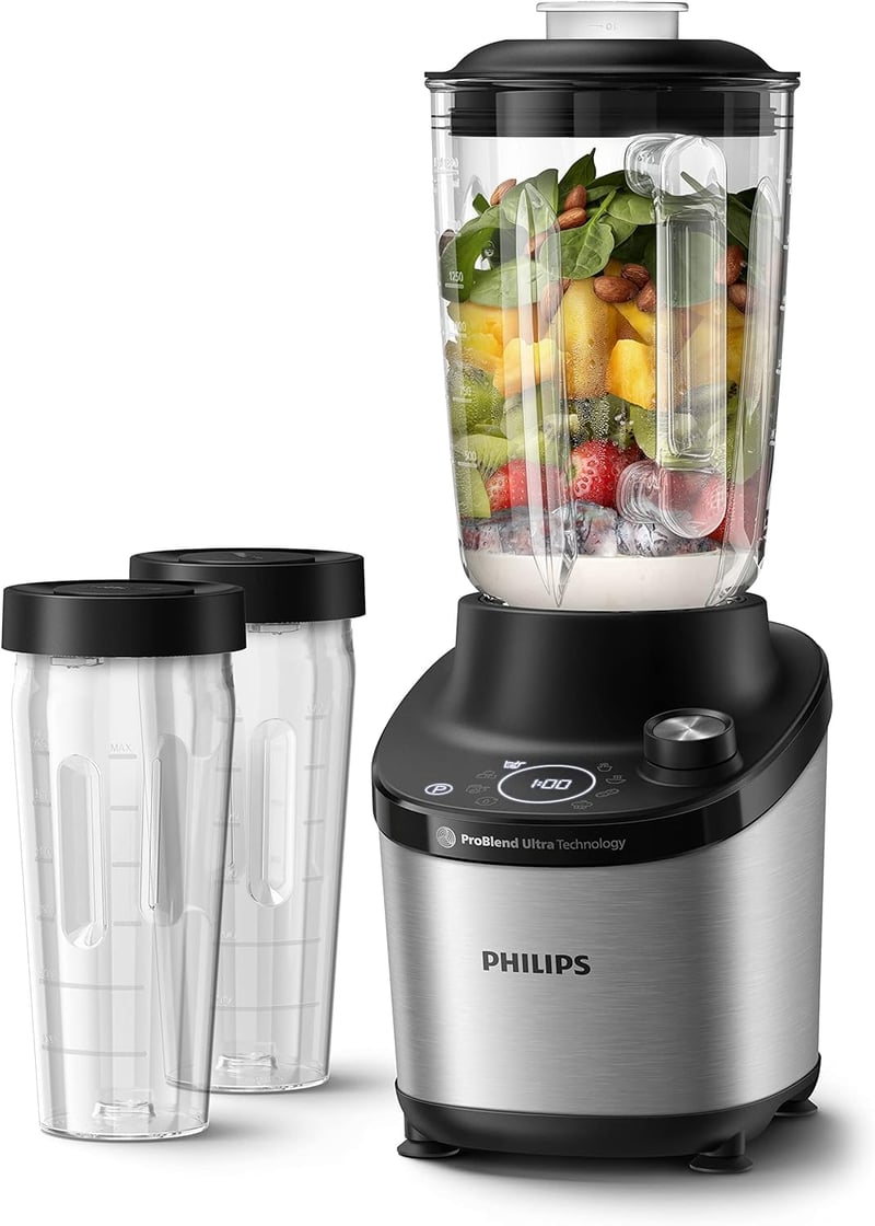 Blender Philips Seria 7000 din oțel inoxidabil, putere 1500 W, blender vertical