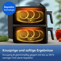 Philips Airfryer 4000 Series Stacked friteza na vrući zrak, 10 L, 2 košare, RapidAir, keramički premaz bez PFAS-a, zaslon osjetljiv na dodir, 13 funkcija 7