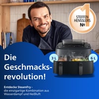 Friteuză cu aer cald și abur Philips 5000 Dual Basket, 9 L, Tehnologie RapidAir Plus, Negru 3