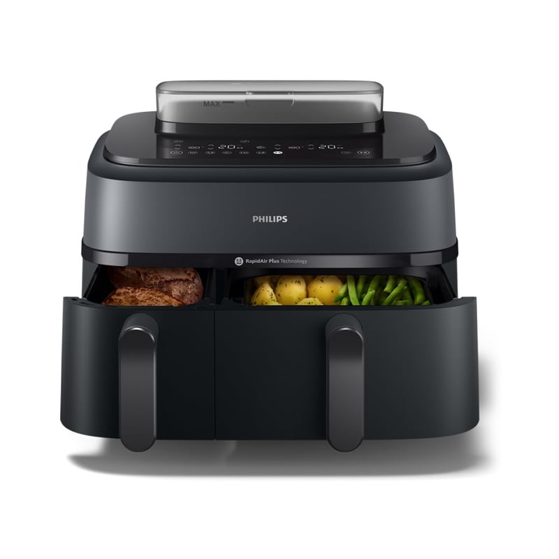 Friteuză cu aer cald și abur Philips 5000 Dual Basket, 9 L, Tehnologie RapidAir Plus, Negru