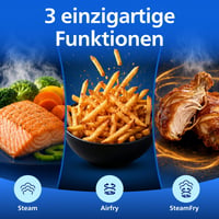 Friteuză cu aer cald și abur Philips 5000 Dual Basket, 9 L, Tehnologie RapidAir Plus, Negru 4