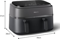 Philips Airfryer Dual Basket 3000 9L dupla kosár forró levegős sütő RapidAir Plus 9