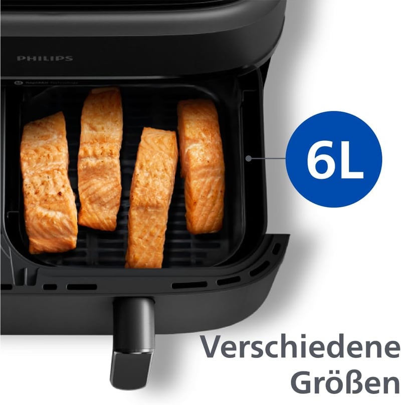 Philips Airfryer Dual Basket 3000 9L dupla kosár forró levegős sütő RapidAir Plus