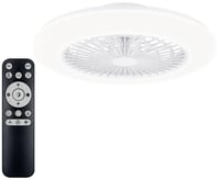 Stropný ventilátor Philips Amigo so zabudovaným LED svetlom, 20W+40W, 49 cm, okrúhly, s diaľkovým ovládaním, biely, používaný 1