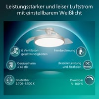 Philips Atlas Mennyezeti Ventilátor LED Fénnyel és Behúzható Lapátokkal, 3 Lapát, 106 cm, 4500 Lumen, 3000-6500 K, Dimmolható, Távirányítóva 2