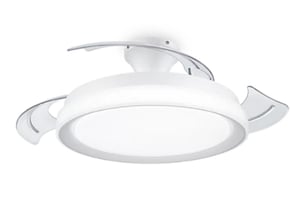 Stropni ventilator Philips Atlas s uvlačivim lopaticama i LED rasvjetom, 3 lopatice, raspon krila 106 cm, 3 razine svjetline, podesiva bijela svjetlost, tih, model 2024., bijeli