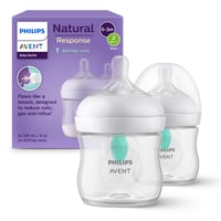 Biberon Philips AVENT Natural Response SCY670/02 cu supapă AirFree, 125 ml, 2 buc., fără BPA, pentru nou-născuți de la 0 luni 1