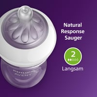 Biberon Philips AVENT Natural Response SCY670/02 cu supapă AirFree, 125 ml, 2 buc., fără BPA, pentru nou-născuți de la 0 luni 9