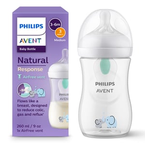 Philips Avent Natural Response SCY673/81 bočica s AirFree ventilom, 260 ml, bez BPA, s uzorkom slonića, od 1 mjeseca starosti