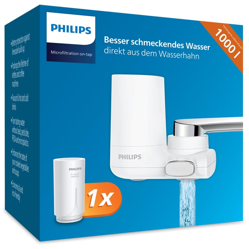 Philips AWP3703/10 X-Guard filtar za vodu koji se montira na slavinu, mikrofiltracija, kapacitet 1000 L, smanjenje klora i sedimenta