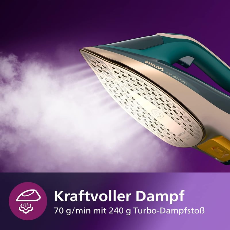 Philips Azur 8000 gőzölős vasaló 70g/min folyamatos gőz 3000W zöld