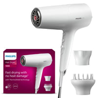 Uscător de păr Philips BHD500/20 Seria 5000 cu tehnologie ThermoShield, ionizare, 2100W, alb, cu concentrator și difuzor 1