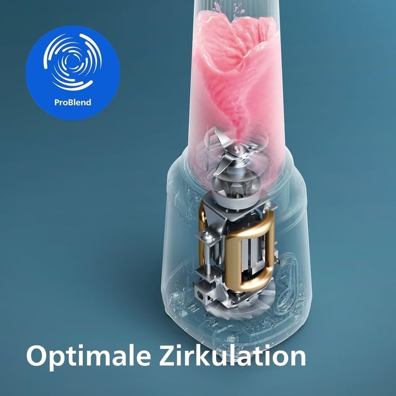 Philips Blend & Go 3000 350W Mini Turmixgép Ezüst - 0,6L Pohár, 4 Fokozatú Kés, 2 Sebesség