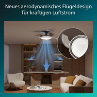 Stropný ventilátor Philips Bliss LED so sťahovateľnými lopatkami, 106 cm, čierny, 4500 lm, nastaviteľné svetlo (3000K-6500K), s diaľkovým ovládaním 3