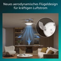 Stropný ventilátor Philips Bliss LED so sťahovateľnými lopatkami, 3 lopatky, rozpätie 106 cm, 4500 lúmenov, nastaviteľné biele svetlo 3000K-6500K, stmievateľný 3