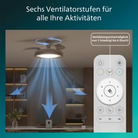 Stropný ventilátor Philips Bliss so zasúvateľnými lopatkami a LED osvetlením, 3 lopatky, 106 cm, biele svetlo 2700K-5500K, 3 úrovne jasu, T 4