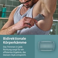 Aparat de tuns corporal pentru bărbați Philips Bodygroom seria 3000 BG3480/15, cu protecție triplă, bărbierit și tundere, 100% rezistent la apă, autonomie 80 de minute 6