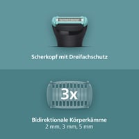 Aparat de tuns corporal pentru bărbați Philips Bodygroom Seria 5000 BG5470/15, cu protecție triplă pentru zonele intime, 100% rezistent la apă, autonomie 100 minute 3