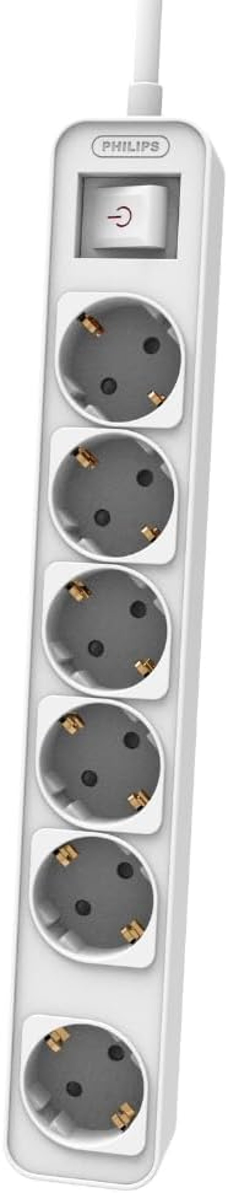 Philips CHP2164W Elosztó 6 Aljzat 1,5m Kábel Biztonsági Záras Fehér - White