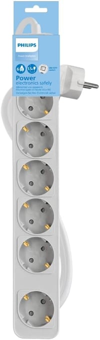 Philips CHP2164W Elosztó 6 Aljzat 1,5m Kábel Biztonsági Záras Fehér - White 1
