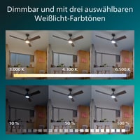 Stropný ventilátor Philips Civx LED s diaľkovým ovládaním, 132 cm, 3 lopatky, 2500 lm, nastaviteľné biele svetlo, čierna/tmavé drevo, používaný 14
