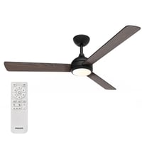 Stropný ventilátor Philips Civx LED s diaľkovým ovládaním, 132 cm, 2500 lm, 3000K/4500K/6500K, stmievateľný, čierna/tmavé drevo 1