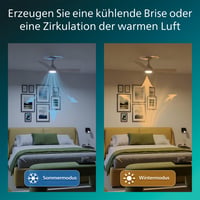 Stropný ventilátor Philips Civx LED s diaľkovým ovládaním, 3 lopatky, 132 cm, 2500 lm, 3 farby bieleho svetla (3000K/4500K/6500K), biela/svetlé drevo 5