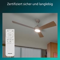 Stropný ventilátor Philips Civx LED s diaľkovým ovládaním, 3 lopatky, 132 cm, 2500 lm, 3 farby bieleho svetla (3000K/4500K/6500K), biela/svetlé drevo 8