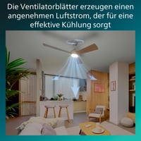 Stropný ventilátor Philips Civx LED s diaľkovým ovládaním, 3 lopatky, 132 cm, 2500 lm, 3 farby bieleho svetla (3000K/4500K/6500K), biela/svetlé drevo 4