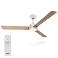 Stropný ventilátor Philips Civx LED s diaľkovým ovládaním, 3 lopatky, 132 cm, 2500 lm, 3 farby bieleho svetla (3000K/4500K/6500K), biela/svetlé drevo 1