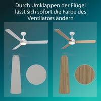Stropný ventilátor Philips Civx LED s diaľkovým ovládaním, 3 lopatky, 132 cm, 2500 lm, 3 farby bieleho svetla (3000K/4500K/6500K), biela/svetlé drevo 6