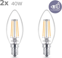 Philips Classic LED gyertya E14 40W meleg fehér 2700K 470 lumen 2db - 2 pieces (Pack of 1), 40w, Non-dimmable 2