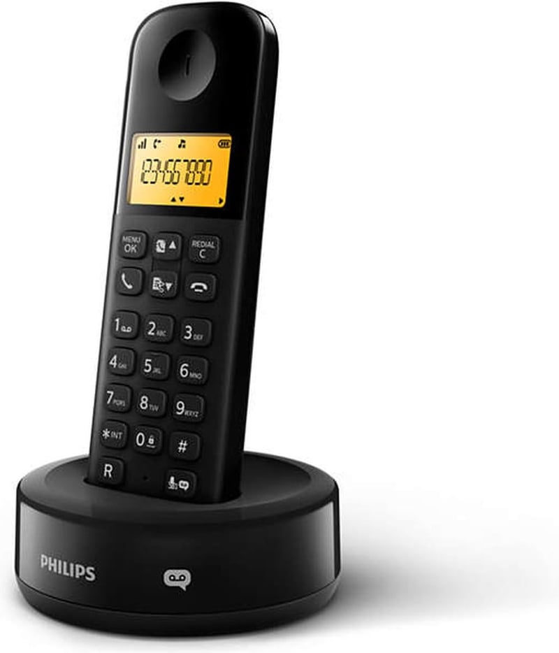 Bezdrôtový telefón Philips D165B DECT – 1,6-palcový displej, 50 kontaktov, 10 hodín hovoru, 200 hodín v pohotovostnom režime – čierny