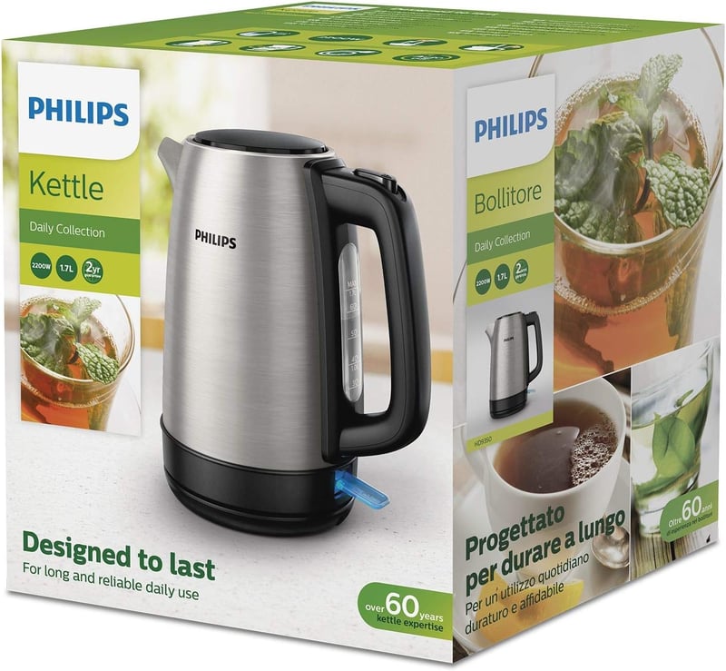 Philips Daily Collection HD9350/92 2200W rozsdamentes vízforraló 1,7L fekete
