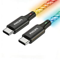 USB-C kábel Philips DLC5130C, 60W PD, 1 m, RGB pulzujúce svetlo, rýchle nabíjanie, opletený, pre Android, MacBook, Switch, tablet, notebook 2