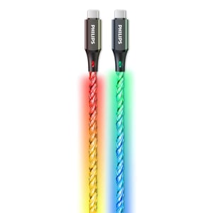 Philips DLC5130C USB-C kabel 60W PD 1 m RGB svjetlo s efektom disanja brzo punjenje pleteni za Android, MacBook, Switch, tablet i laptop