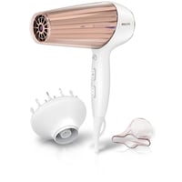 Uscător de păr Philips DryCare Prestige HP8280/00 - 2300W, motor DC, senzor MoistureProtect, alb/auriu roz, 2 accesorii 1