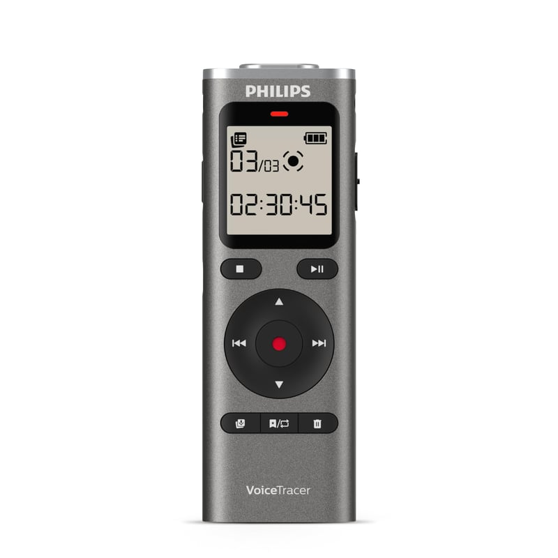Diktafón Philips DVT1170 VoiceTracer, 8 GB, slot na MicroSD, 360-stupňový mikrofón, hlasový záznamník